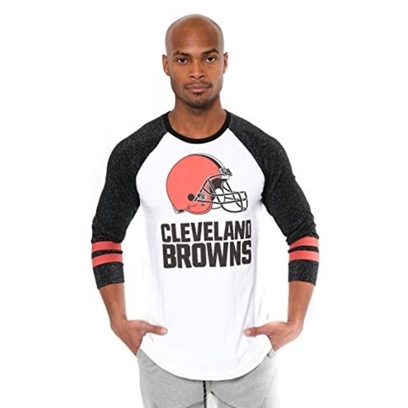 NEW! Unisex Cleveland Browns 3/4 Sleeve Cotton Tee Size Medium NFL Shirt Top - Picture 1 of 7